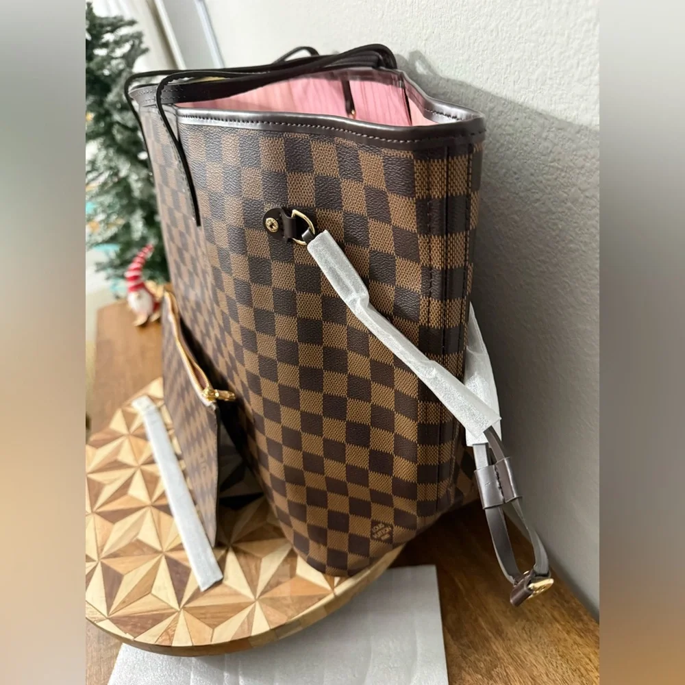 LV - Large Neverfull Brown Checkered Tote Bag - Picture 3 of 8